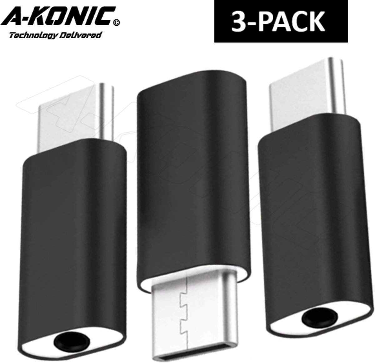 Set van 3 Usb C Naar Jack 3.5mm (Aux) Adapter| Type-C to Aux Converter | A-KONIC©